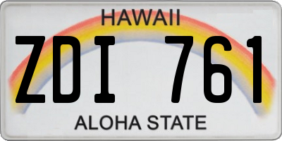 HI license plate ZDI761