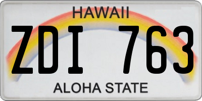 HI license plate ZDI763