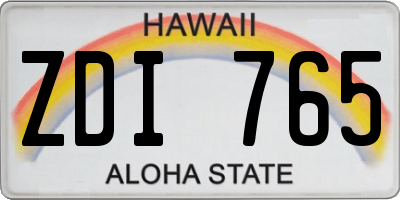 HI license plate ZDI765