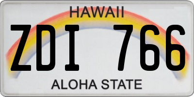 HI license plate ZDI766