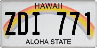 HI license plate ZDI771