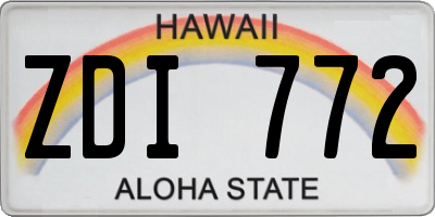 HI license plate ZDI772