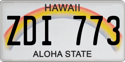 HI license plate ZDI773