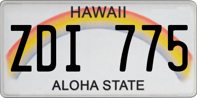 HI license plate ZDI775