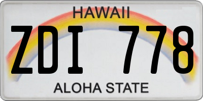 HI license plate ZDI778