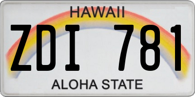 HI license plate ZDI781