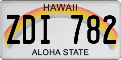 HI license plate ZDI782