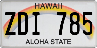 HI license plate ZDI785