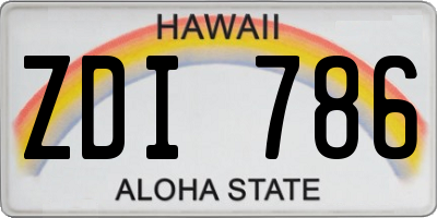 HI license plate ZDI786