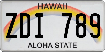 HI license plate ZDI789