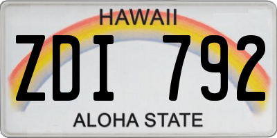 HI license plate ZDI792