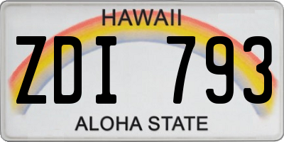 HI license plate ZDI793
