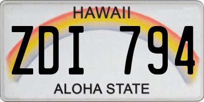 HI license plate ZDI794
