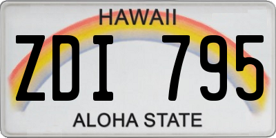 HI license plate ZDI795