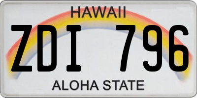 HI license plate ZDI796
