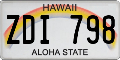 HI license plate ZDI798