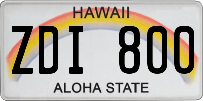 HI license plate ZDI800