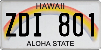 HI license plate ZDI801