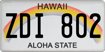 HI license plate ZDI802