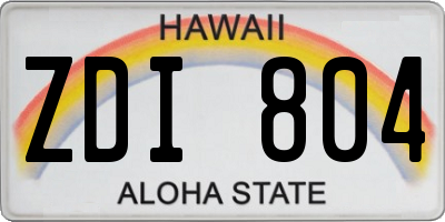 HI license plate ZDI804
