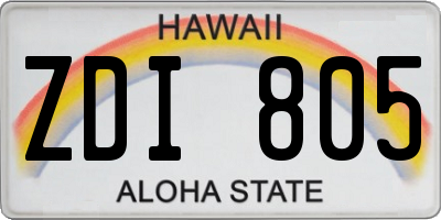 HI license plate ZDI805