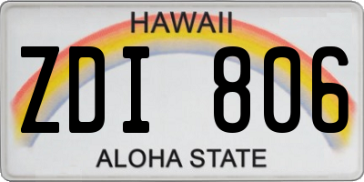 HI license plate ZDI806