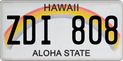 HI license plate ZDI808