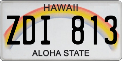 HI license plate ZDI813