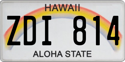 HI license plate ZDI814