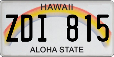 HI license plate ZDI815