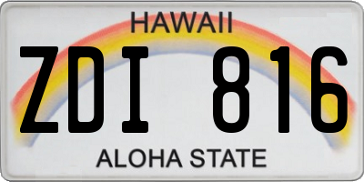 HI license plate ZDI816