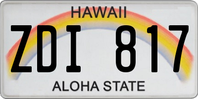 HI license plate ZDI817