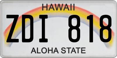 HI license plate ZDI818
