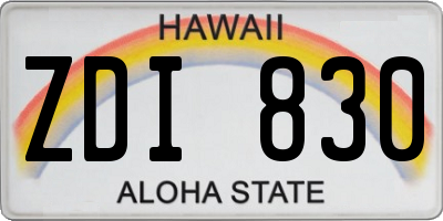 HI license plate ZDI830
