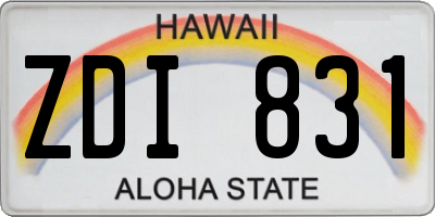 HI license plate ZDI831