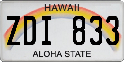 HI license plate ZDI833