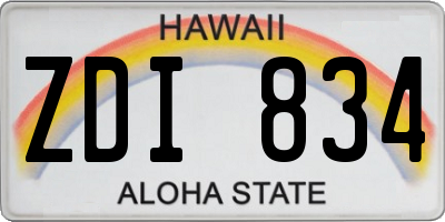 HI license plate ZDI834