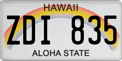HI license plate ZDI835