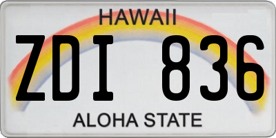 HI license plate ZDI836