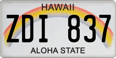 HI license plate ZDI837