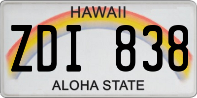 HI license plate ZDI838