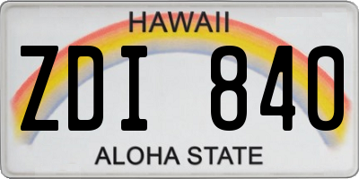 HI license plate ZDI840