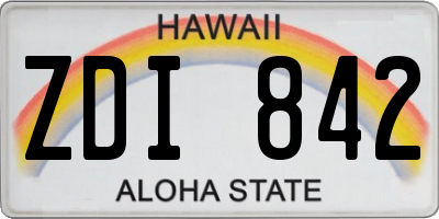 HI license plate ZDI842