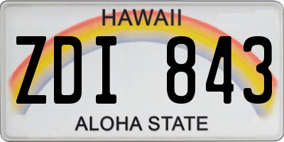 HI license plate ZDI843