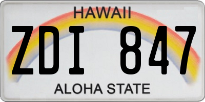 HI license plate ZDI847