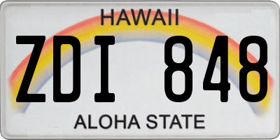 HI license plate ZDI848