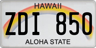 HI license plate ZDI850