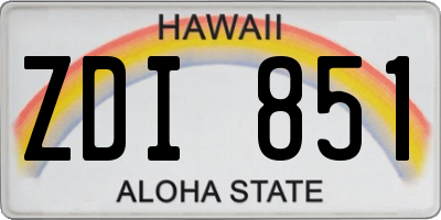 HI license plate ZDI851