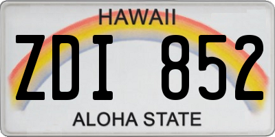 HI license plate ZDI852