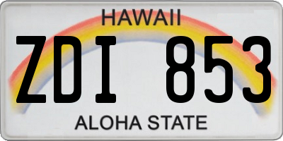 HI license plate ZDI853